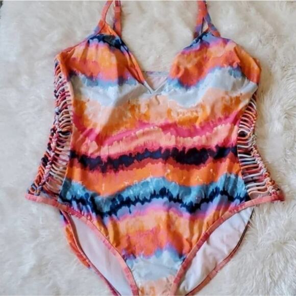 Kenneth Cole‎ Reaction Womens Tidal Wave One Piece Swimsuit Plus Size 2X New - Picture 8 of 12